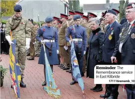  ??  ?? Reminder The Remembranc­e service in East Kilbride