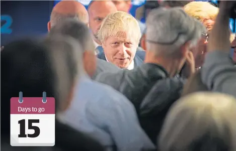  ?? Picture: PA. ?? Prime Minister Boris Johnson on the campaign trail in North Queensferr­y.