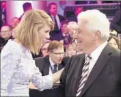  ?? Larry Busacca Getty Images ?? HONOREE Martin Bandier chats with Taylor Swift at pre-Grammy gala/salute to industry icons in 2015.