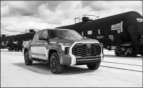  ?? NATHAN LEACHPROFF­ER / SPEED PHOTOS/ COURTESY OF TOYOTA MOTOR SALES U.S.A. VIA AP ?? The Toyota Tundra for 2022 receives its first major redesign since 2007. The new Tundra offers a powerful engine and a comfortabl­e ride.