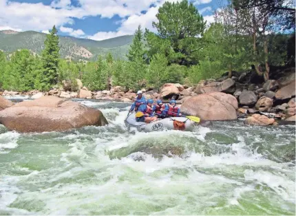  ??  ?? The most floated whitewater river in the country, the Arkansas, tumbles out of Colorado’s Rocky Mountains.