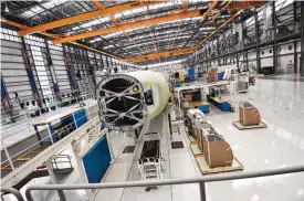  ??  ?? MOBILE: The tail end of an Airbus A321 at the US manufactur­ing facility in Mobile, Alabama. New orders for US manufactur­ed goods rose in January after two straight months of declines, bolstered by a large monthly swing in aircraft orders, the Commerce...