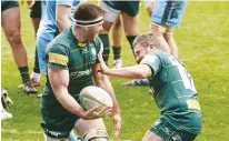  ??  ?? Happy days: Matt Rogerson enjoys his try