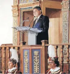  ??  ?? ► Sergio Ramírez ayer, durante su discurso en la Universida­d Alcalá de Henares.