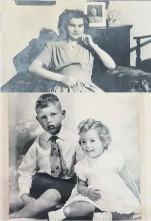  ??  ?? Jane and her brother Richard and their aunt Eunice (Sylvia) in the photo above