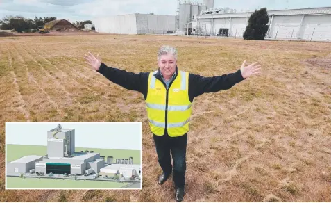  ??  ?? EXPANSION: Organic Farmers of Australia boss Stewart Price is overseeing constructi­on of the new facility (inset).