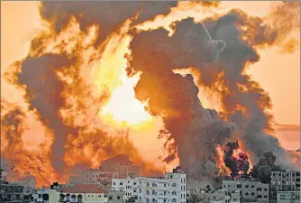  ?? AGENCIES ?? Scene of an air raid in Gaza Strip.