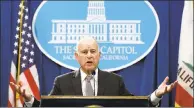  ?? AP PHOTO — RICH PEDRONCELL­I ?? Gov. Jerry Brown responds to a question as he discusses his proposed 2018-19state budget at a news conference earlier this month.