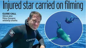  ?? ?? CLOSE CALL Steve also films Oceanic whitetip sharks