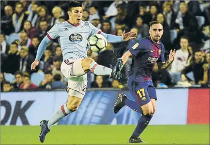  ?? FOTO: MANEL MONTILLA ?? Paco Alcácer logró su cuarto gol en Liga en Balaídos, el séptimo que consigue esta temporada con la camiseta del Barcelona