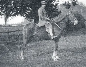  ??  ?? Mr Reeves on one of his horses. Malcolm’s grandfathe­r was the Bearnett House groom who took care of them