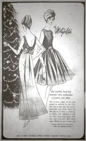  ?? DAYTON DAILY NEWS PHOTOS ?? Advertisem­ents in theDayton Daily News in 1965 featured elegant dresses for holiday parties.