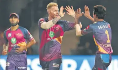  ?? BCCI ?? Ben Stokes has been one of the few standout players for Pune Supergiant, who are languishin­g at the bottom of the points table.