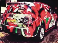  ?? Twitter ?? Colour on wheels Cars decorated in Oman national colours and Sultan’s pictures.