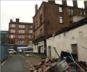  ??  ?? The wa;ll collapsed at Benalder Street in Partick two years ago
