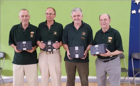  ??  ?? Baltinglas­s bowlers Pat Brazil, Edward Lawrence, John Kehoe and Joey Fagan who were Shield runners-up in the Kildare Tournament.