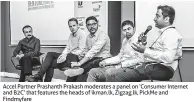  ??  ?? Accel Partner Prashanth Prakash moderates a panel on ‘Consumer Internet and B2C’ that features the heads of ikman.lk, Zigzag.lk, Pickme and Findmyfare