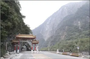  ?? ?? A mudslide is seen near the entrance of Taroko National Park, Thursday in Hualien County, eastern Taiwan.
(AP/Chiang Ying-ying)