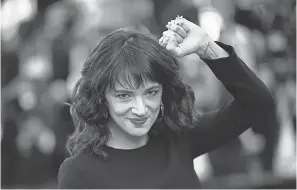  ?? AFP/GETTY IMAGES ?? Italian actress Asia Argento attends the Cannes Film Festival in France in May.