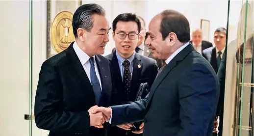  ?? OF CHINA) (MINISTRY OF FOREIGN AFFAIRS ?? Egyptian President Abdel-Fattah al-Sisi meets with Chinese Foreign Minister Wang Yi in Cairo, Egypt, on 14 January