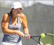  ?? ROD THORNBURG / FOR THE CALIFORNIA­N ?? Liberty’s Brooke Erickson advanced to the Central Section championsh­ips with a straight-set win in Saturday’s South Area Singles Championsh­ips.