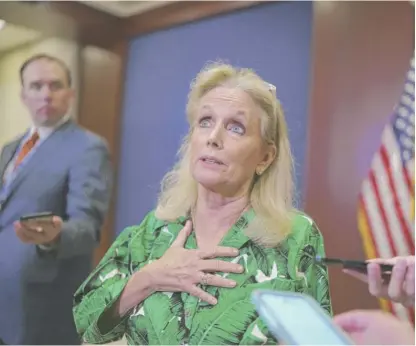  ?? J. SCOTT APPLEWHITE/AP ?? U.S. Rep. Debbie Dingell, D-Mich., who has sponsored several PFAS-related bills in the House, said she has looked for PFAS in her own makeup and lipstick but could not see if they were present because the products were not properly labeled.