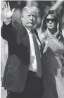  ?? PABLO MARTINEZ MONSIVAIS /AP ?? President Donald Trump and First Lady Melania Trump arrive for Easter services in Palm Beach, Fla., on Sunday.