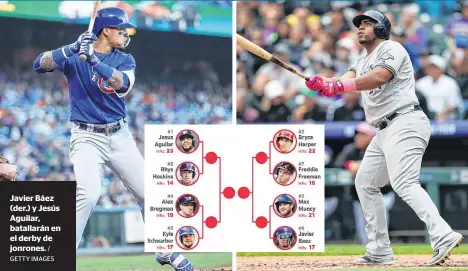  ?? / GETTY IMAGES /GETTY IMAGES ?? Javier Báez (der.) y Jesús Aguilar, batallarán en el derby de jonrones. A los ayer su útimo partido en Wimbledon.