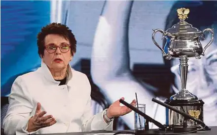  ?? EPA PIC ?? Billie Jean King speaks at a media conference yesterday ahead of the Australian Open.