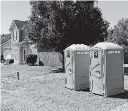  ?? COURTESY OF JAMES HUTSON ?? Several portable bathrooms are placed around the Eagle Creek neighborho­od in Moyock after the wastewater system failed.