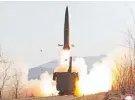  ?? Photo / AP ?? North Korea’s rail-borne missile regiment launch a test.