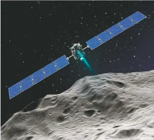  ??  ?? Illustrati­on of proposed mission to send spacecraft to metallic asteroid Psyche