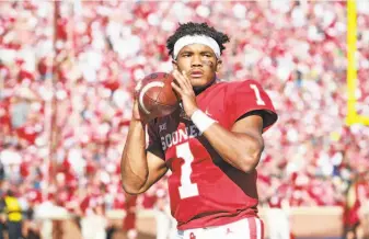  ?? Brett Deering / Getty Images ?? Oklahoma quarterbac­k Kyler Murray, a Heisman Trophy finalist, was drafted by the A’s in the first round in June. Oakland agreed to allow him to play one more season of college football.