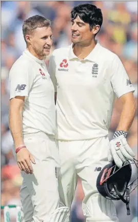  ?? AFP ?? The 259run partnershi­p between Alastair Cook (right) and Joe Root at The Oval is the fourth best for England against India.