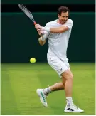  ?? ?? Andy Murray practices on Court One yesterday