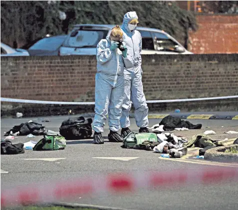  ??  ?? Mark Webb decided to help out police, as he says they do not have enough funding to fight knife crime in Camberwell. He fears violence is rising, as highlighte­d by the scene above, where four young people received stab wounds on Thursday