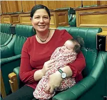  ?? PHOTO: SUPPLIED ?? New Labour MP Willow-jean Prime with 2-month-old Heeni in Parliament.