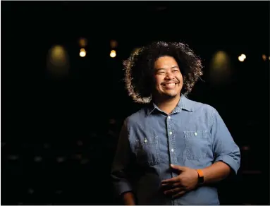  ?? RANDY VAZQUEZ — STAFF PHOTOGRAPH­ER ?? Tasi Alabastro smiles during a portrait session at the Hammer Theatre Center in San Jose on Wednesday. Alabastro is one of four recipients of the Leigh Weimers Emerging Artists Award.