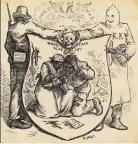  ?? GETTY IMAGES ?? CARICATURA SOBRE EL KU KLUX KLAN Y LA LIGA BLANCA. 1874.