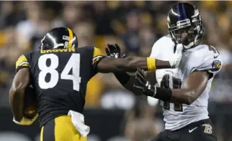  ?? Steph Chambers/Post-Gazette ?? Antonio Brown worked out for the New Orleans Saints in hopes of a potential return.