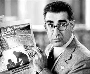  ?? ?? Eugene Levy, who’s got an American Pie sequel, a Cheaper by the Dozen sequel and a new Christophe­r Guest co-writing project in the offing, says he enjoys working close to his Toronto home.