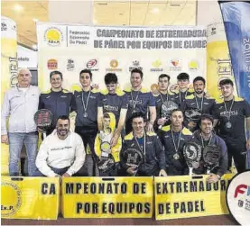  ?? CEDIDA / FEXPADEL ?? El Perú Cáceres, que el domingo se proclamó campeón de Extremadur­a de pádel.