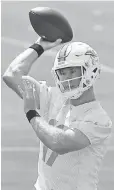  ?? STEVE MITCHELL, USA TODAY SPORTS ?? Ryan Tannehill is fired up about the Dolphins’ season.