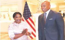  ?? ?? First Lady Dr Auxillia Mnangagwa interacts with the Mayor of New York, Mr Eric Adams at the Metropolit­an Museum of Art in New York, USA, on Thursday night