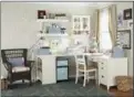  ?? BETTER HOMES & GARDENS VIA AP ?? This photo provided by Better Homes &amp; Gardens shows a workspace setup in a bedroom. It’s perfectly fine to use your child’s room when they’re away at school. If you’re using a desk, be sure to safely store your child’s belongings while you’re using the workspace.