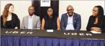  ??  ?? L-R: Lindsey Elkin; Head of Marketing, Uber sub-Saharan Africa, Gbenga Omolokun; Managing Director Germaine Auto Centre, Maria Rotilu; Country Manager, Uber Nigeria, Vincent Ezeh; Director, Sales & Marketing, Germaine Auto Centre, and Jacquelyn...