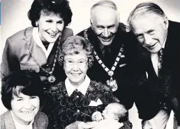  ??  ?? CARING: Margaret March, husband Dudley and daughter Sally with county council chairman Duncan Lucas and his wife, Jean