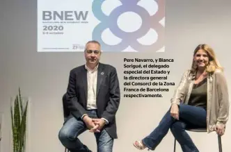  ??  ?? Pere Navarro, y Blanca Sorigué, el delegado especial del Estado y la directora general del Consorci de la Zona Franca de Barcelona respectiva­mente.