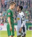  ?? FOTO: IMAGO ?? Bremens Niklas Moisander bekam kurz vor Schluss zu spüren, dass sich Ibrahima Traoré nichts gefallen lässt.
