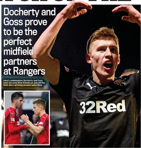  ??  ?? Ideal combinatio­n: Docherty and Goss have become firm friends on and off the field since arriving around same time